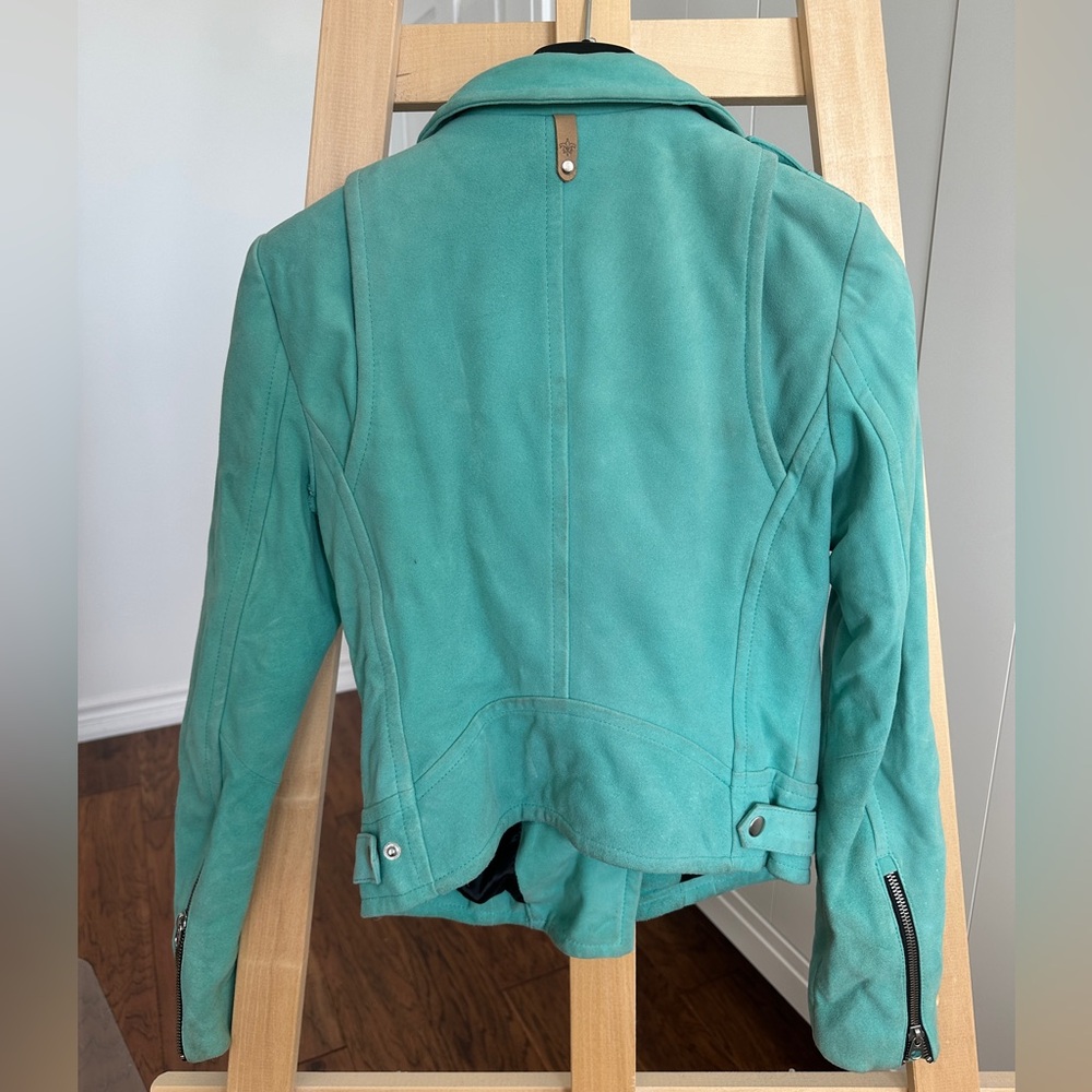 Mackage Freda Turqoise Suede Jacket 100% GOAT Skin - Picture 5 of 13